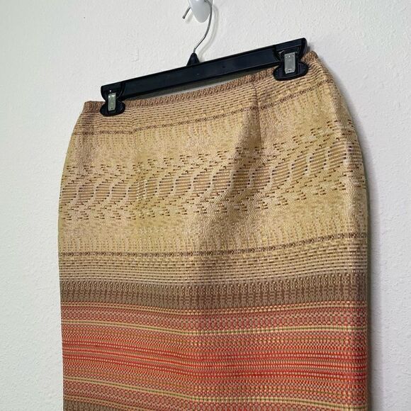 Lafayette 148 Women’s Gold Red Full Back Zip Straight Pencil Skirt Size 0 - Picture 2 of 9